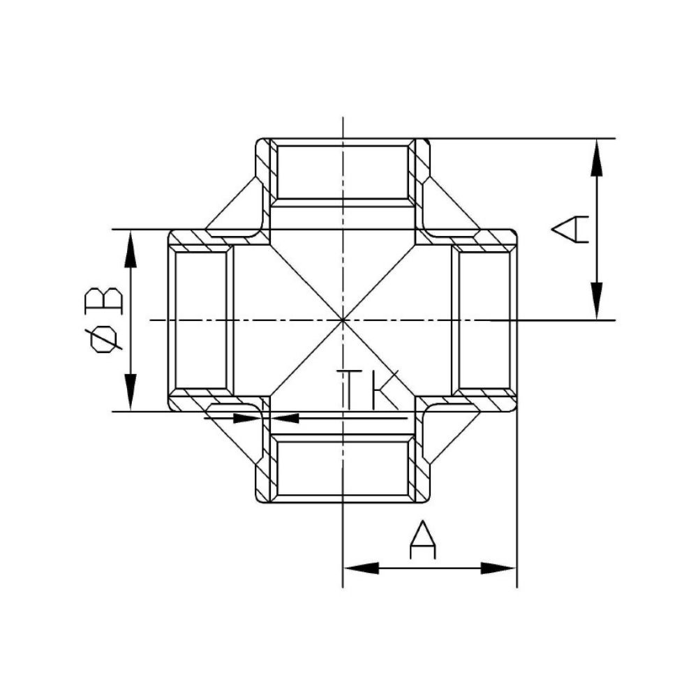 Threaded Fitting Stainless Steel Cross Piece 90° 1 1/2" IG-1