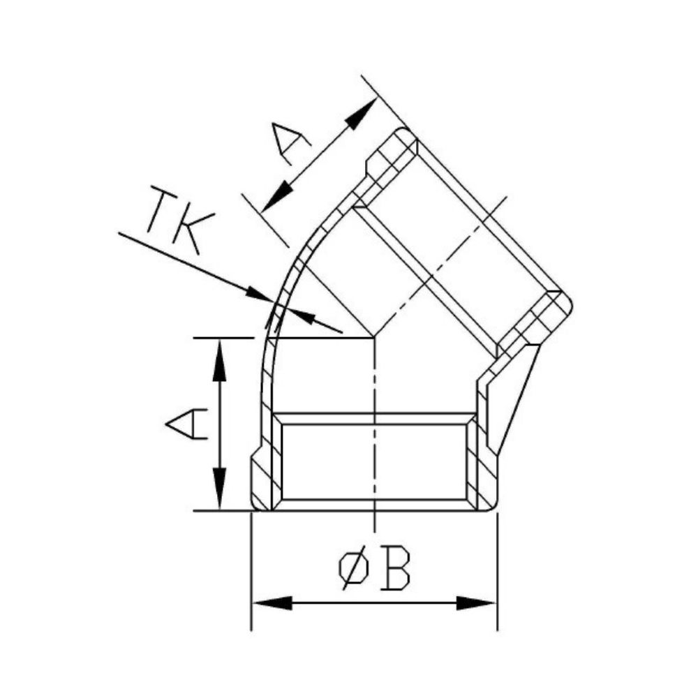 Threaded Fitting Stainless Steel Elbow 45° 1 1/4" IG-1