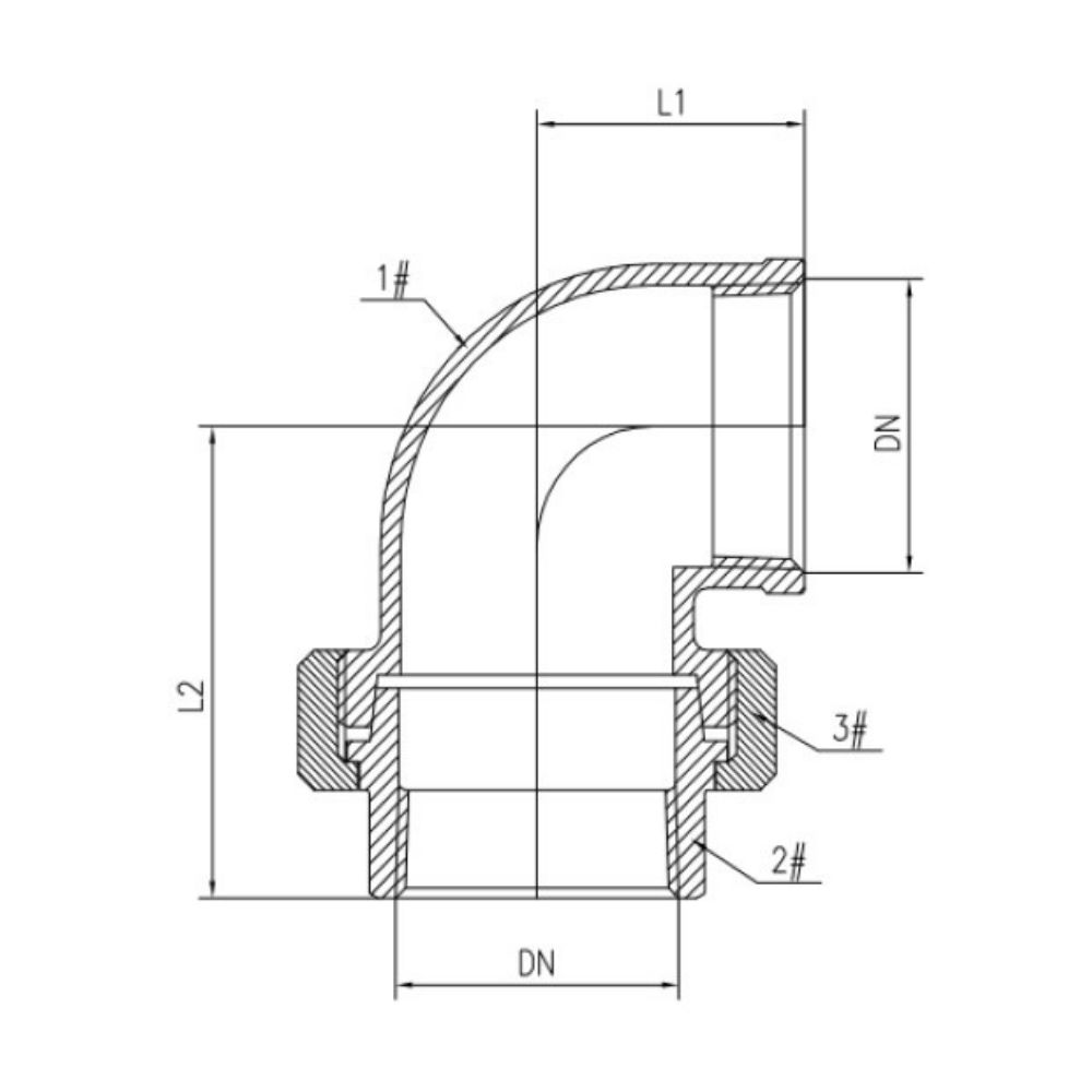 Threaded Fitting Stainless Steel Elbow Union 90° 1 1/2" IG Type Conical-1