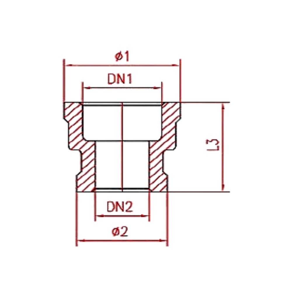 Threaded Fitting Stainless Steel Reducing Coupling 1 1/2" IG x 1" IG-1