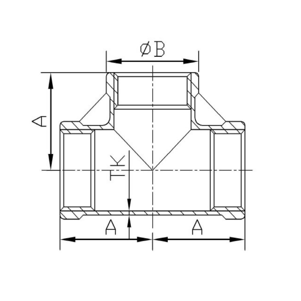 Threaded Fitting Stainless Steel T-Piece 90° 1 1/2" IG-1